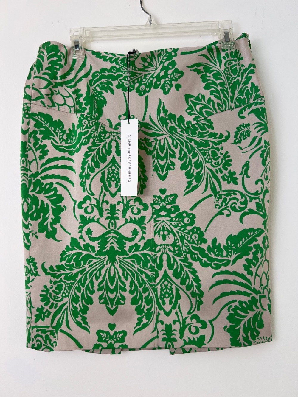 Diane von Furstenberg Green Floral Print Silk Blend Skirt size 10 NWT